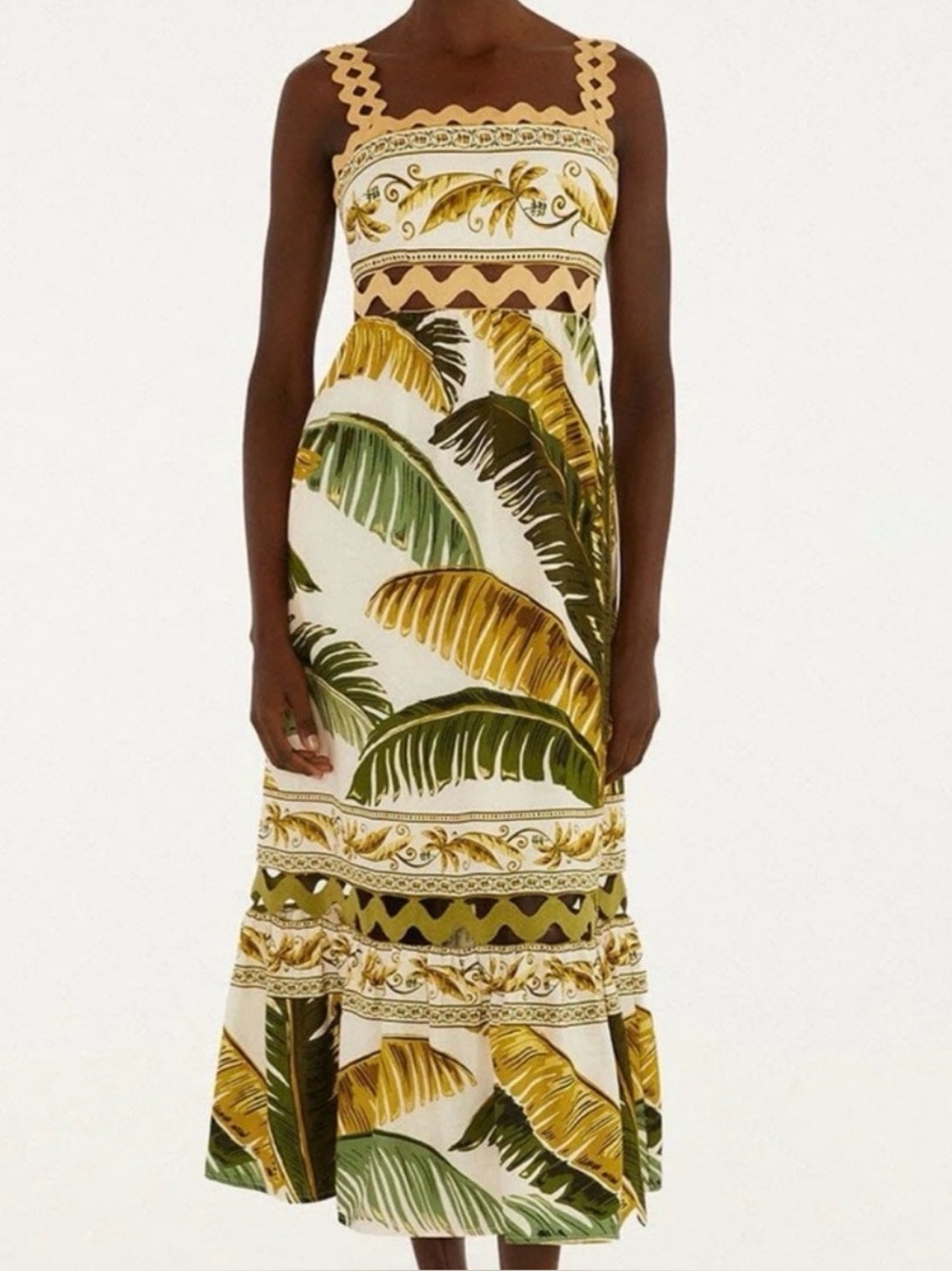 🌴🌴NWT Farm Rio Ric Rack Palm Tree Dress Sz Large Tuckernuck - Picture 1 of 6